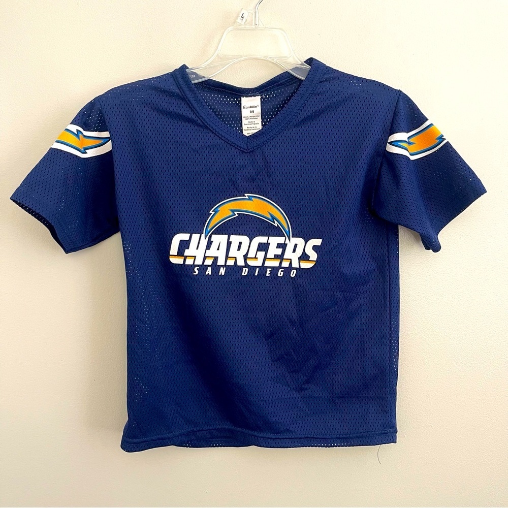 Franklin SAN DIEGO CHARGERS LA NFL Football Mesh Lighting Bolt Jersey Kids sz M